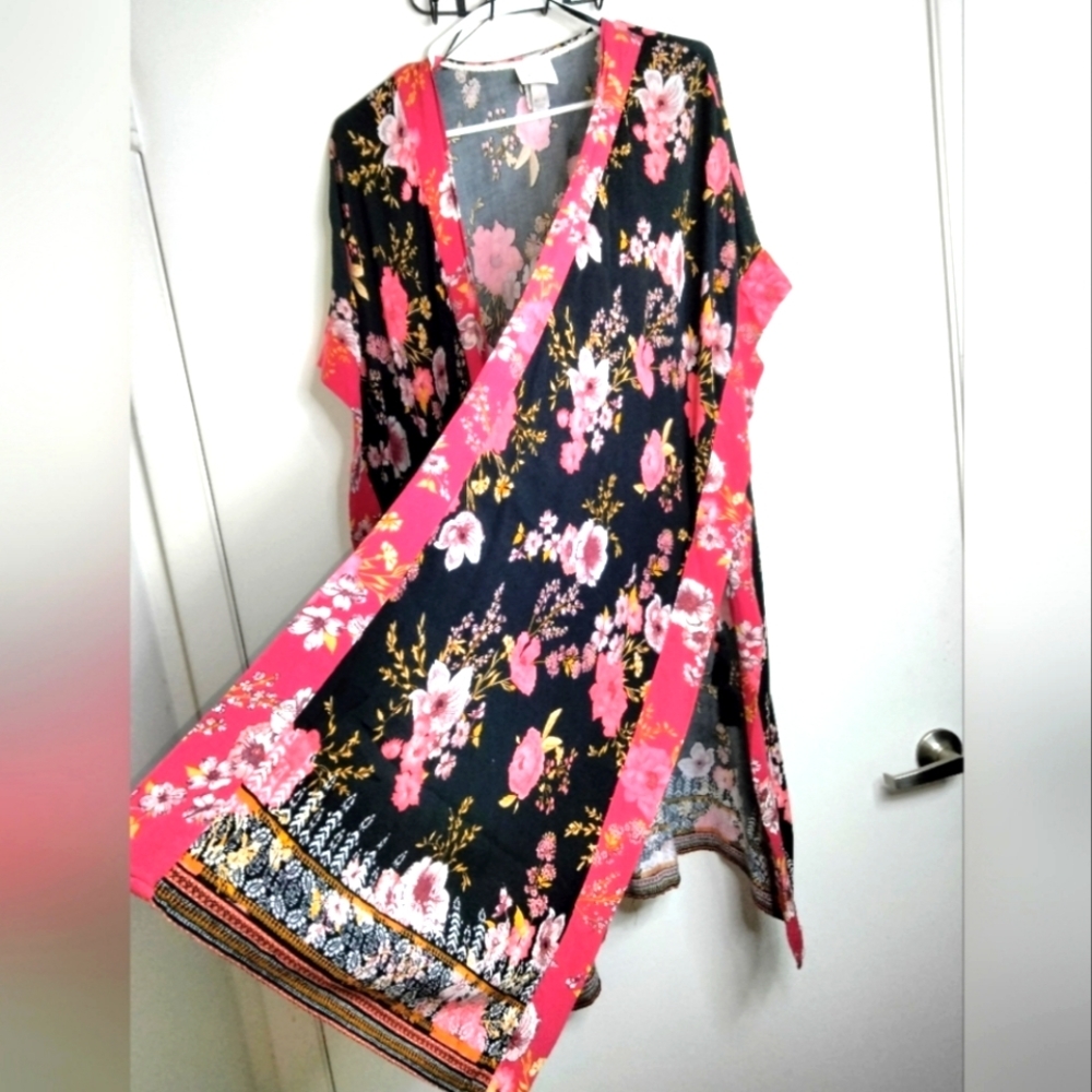 Knox Rose (Size XS/S) Multicolored Floral Boho Cottagecore Kimono Open Cardigan